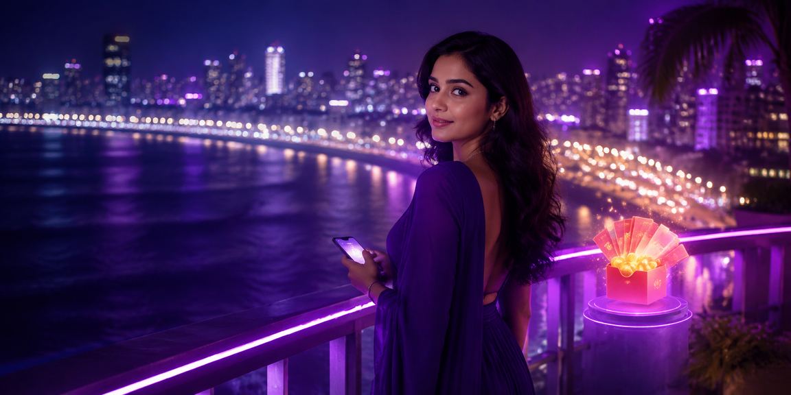 View of Mumbai Marine Drive with red envelope bonus theme